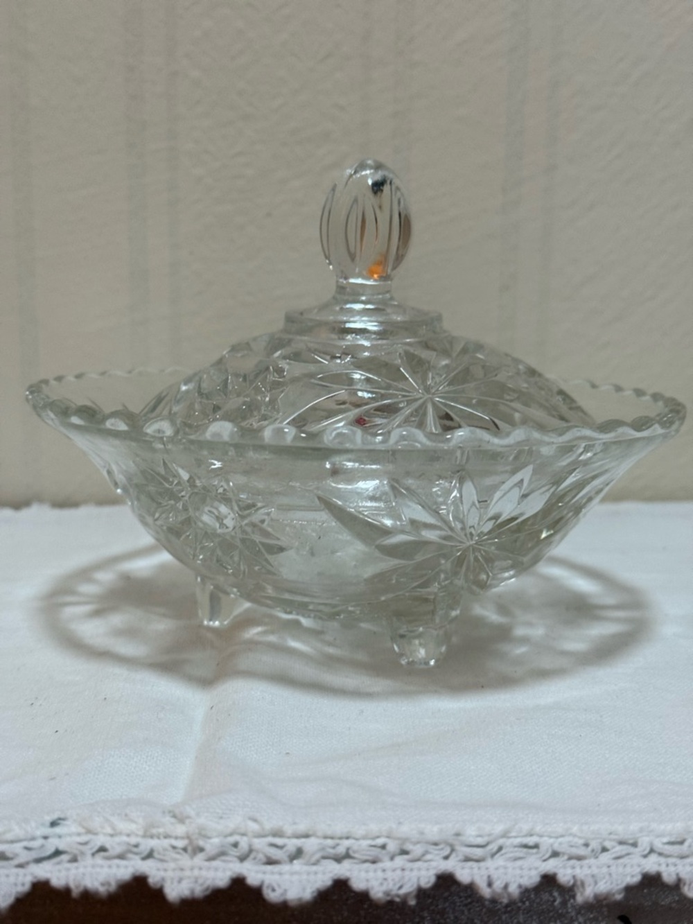 Crystal Cut Glass Covered Candy Dish - Clear - Picture 5 of 6